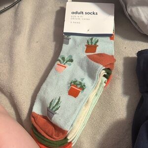 Plant Patterned Socks - 3 Pairs